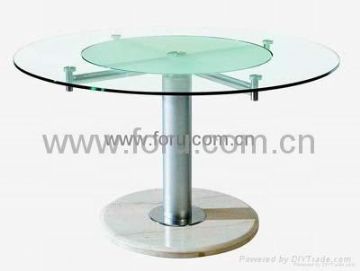 Modern Tempered Glass Top Swivel Round Dining Table (Ct-040)