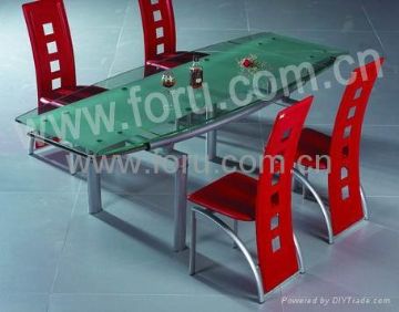 Moder Chrome Dining Chair (Cy-216) &Amp; Extendable Glass Top Dining Table (Ct-0