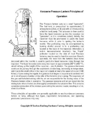 Kerosene Pressure Lantern Principles Of Operation