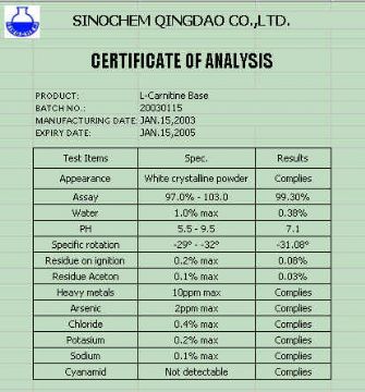 L-Carnitine Base(Key Product)