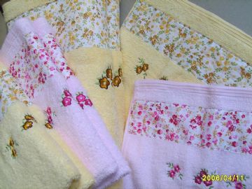 Plain Terry Towel With Printed Cloth And Embroidery Design