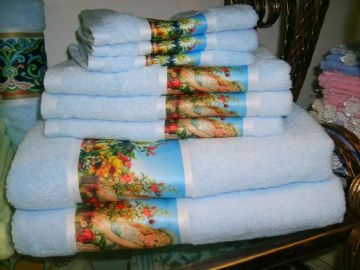Plain Terry Towel With Printed Border