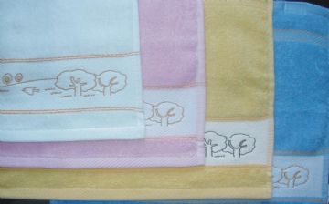 Plain Terry Towel With Printed Border